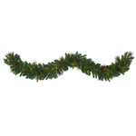 Nearly Natural 6` Mixed Pine and Pinecone Artificial Garland with 35 Clear LED Lights