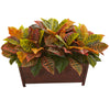 Nearly Natural 8524 18" Artificial Croton Real Touch Plant in Decorative Planter, Multicolor