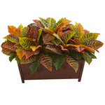 Nearly Natural 8524 18" Artificial Croton Real Touch Plant in Decorative Planter, Multicolor