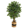 Nearly Natural T2955 5.5` Palace Ficus Artificial Tree in Natural Cotton Planters