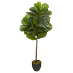 Nearly Natural T1200 46" Artificial Green Real Touch Fiddle Leaf Tree in Black Planter