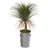 Nearly Natural T1038 39" Artificial Green Pony Tail Palm Plant in Vintage Metal Planter