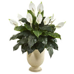Nearly Natural 8948 43" Artificial Green Spathifyllum Plant in White Urn