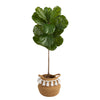 Nearly Natural T2924 4’ Fiddle Leaf Artificial Tree in Natural Cotton Planter with Tassels
