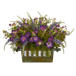 Nearly Natural 1582 Morning Glory Artificial Arrangement in Decorative Planter, Purple