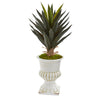 Nearly Natural 8111 2' Artificial Green Agave Plant in White Urn