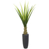 Nearly Natural 8081 4.5' Artificial Green Agave Plant in Gray Planter