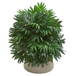 Nearly Natural 8396 30" Artificial Green Bamboo Palm Plant in Stone Planter