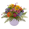 Nearly Natural 1549 14" Artificial Mixed Floral Arrangement in Purple Vase, Multicolor