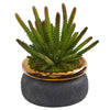 Nearly Natural P1131 10" Artificial Green Cactus Plant in Black Planter with Bronze Rim