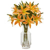 Nearly Natural Lilly Artificial Arrangement in Glass Vase