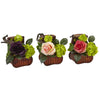 Nearly Natural 1469-S3 7.25" Artificial Rose & Mini Green in Chest, Set of 3
