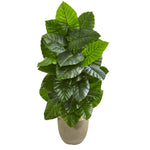 Nearly Natural 9278 53" Artificial Green Taro Plant in Sand Stone Planter