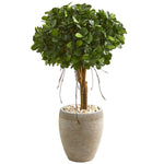 Nearly Natural 9063 39" Artificial Green Ficus Tree in Sand Colored Planter