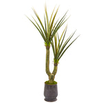 Nearly Natural 9629 69" Artificial Green Yucca Plant in Ribbed Metal Planter