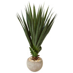 Nearly Natural 6962 4.5' Artificial Green Spiked Agave in Sand Colored Bowl (Indoor/Outdoor)