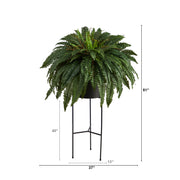 Nearly Natural P1691 51” Boston Fern Artificial Plant in Black Planter with Stand