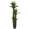 Nearly Natural 5608 5' Artificial Green Decorative Yucca Tree in Black Planter