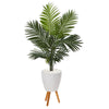 Nearly Natural 9844 61" Artificial Green Paradise Palm Tree in White Planter with Stand