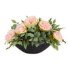 Nearly Natural 19`` Peony and Mixed Greens Artificial Arrangement in Black Vase
