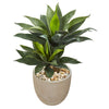 Nearly Natural 9521 34" Artificial Green Double Agave Succulent Plant in Sand Stone Planter