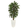 Nearly Natural 5867 5.5' Artificial Green Raphis Palm Tree in White Tower Planter