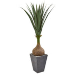 Nearly Natural 9393 5' Artificial Green Yucca Plant in Slate Planter