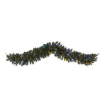 Nearly Natural 6` Flocked Artificial Christmas Garland with 50 Multicolored LED Lights and Berries