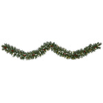 Nearly Natural 9` Frosted Swiss Pine Artificial Garland with 50 Clear LED Lights and Berries