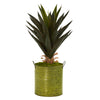 Nearly Natural 8104 23" Artificial Green Agave Plant in Green Metal Planter