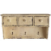 Nearly Natural 7019 10.5" Beige Distressed Wooden Shelf with Drawers & Hooks