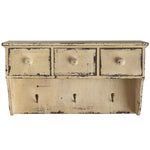 Nearly Natural 7019 10.5" Beige Distressed Wooden Shelf with Drawers & Hooks