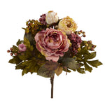 Nearly Natural 17`` Peony Artificial Flower Bouquet (Set of 2)