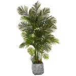 Nearly Natural T1272 75" Artificial Green Areca Palm Tree in White Planter