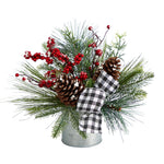 Nearly Natural A1851 Nearly Natural A1851 12`` Frosted Pinecones and Berries Artificial Arrangement