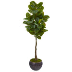 Nearly Natural 9579 64" Artificial Green Real Touch Rubber Leaf Tree in Metal Planter