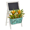 Nearly Natural 8390 26" Artificial Green & Orange Bromeliad & Succulent Plant in Farmhouse Stand with Chalkboard