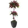 Nearly Natural T1216 63" Artificial Green & Red Bougainvillea Topiary Tree in Black Planter