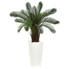 Nearly Natural 5898 40" Artificial Green Cycas Tree in White Tower Planter, UV Resistant (Indoor/Outdoor)