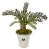 Nearly Natural 9627 33" Artificial Green Cycas Plant in White Planter