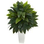 Nearly Natural 6386 40" Artificial Green Cordyline Plant in White Tower Planter