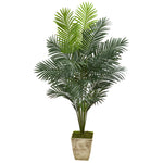 Nearly Natural T1023 64" Artificial Green Paradise Palm Plant in Country White Planter