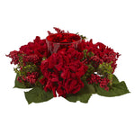 Nearly Natural 4877 6" Aritificial Red Hydrangea & Berry Candelabrum