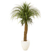 Nearly Natural T1040 5' Artificial Green Pony Tail Palm Plant in White Planter