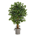 Nearly Natural T2956 5.5` Palace Ficus Artificial Tree in Natural Jute and Cotton Planters