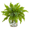 Nearly Natural 8738 13" Artificial Green Fern Plant in Floral Vase