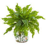 Nearly Natural 8738 13" Artificial Green Fern Plant in Floral Vase
