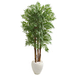 Nearly Natural 9706 6' Artificial Green Parlour Palm Tree in White Planter