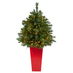 Nearly Natural 4’ Artificial Christmas Tree with 150 Clear Lights