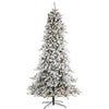 Nearly Natural 9` Flocked Livingston Fir Artificial Christmas Tree with Pine Cones and 650 Clear Warm LED Lights